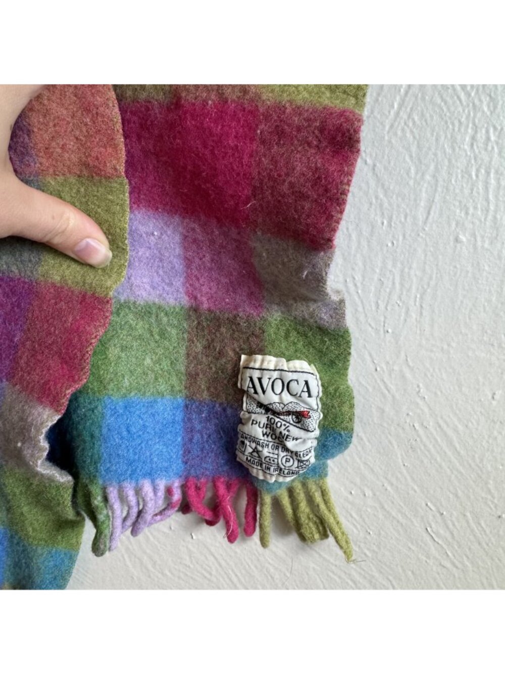 Avoca Ireland Pure New Wool Plaid Throw Blanket Shrunken Felted Crafting Textile - Picture 3 of 4